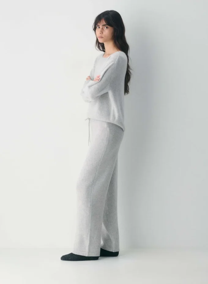 Pantalon large taille haute en cachemire Essential