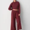 Pantalon palazzo oversize en molleton confortable à taille basse