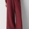 Pantalon palazzo oversize en molleton confortable à taille basse