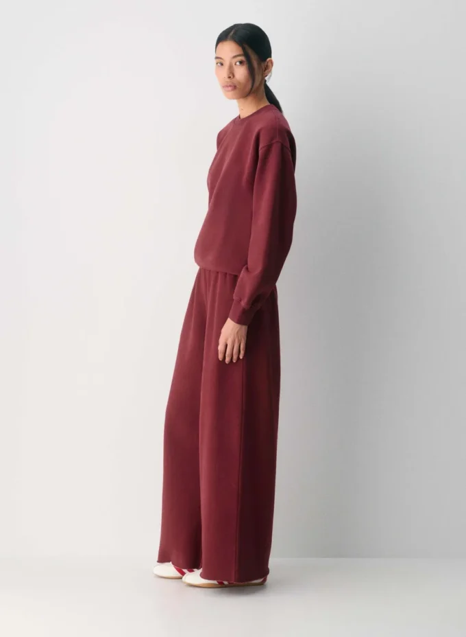 Pantalon palazzo oversize en molleton confortable à taille basse