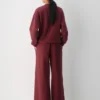 Pantalon palazzo oversize en molleton confortable à taille basse