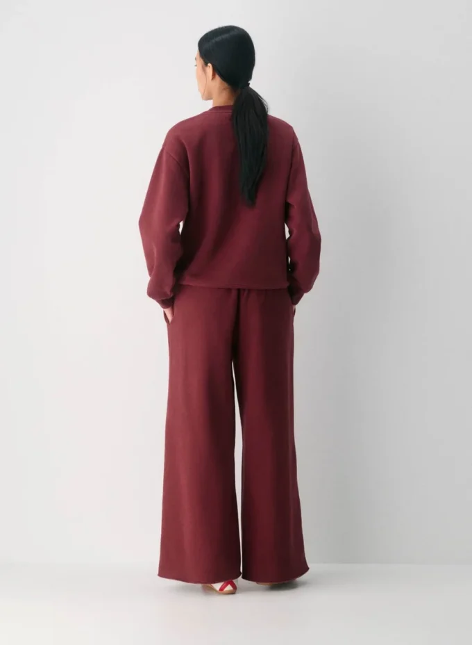 Pantalon palazzo oversize en molleton confortable à taille basse