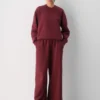 Pantalon palazzo oversize en molleton confortable à taille basse