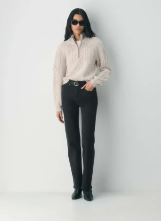 Pull à capuche et fermeture éclair 1/4 en laine mérinos Heritage