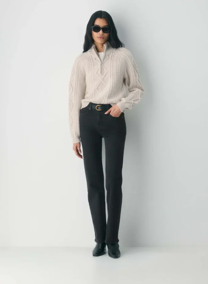 Pull à capuche et fermeture éclair 1/4 en laine mérinos Heritage