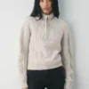 Pull à capuche et fermeture éclair 1/4 en laine mérinos Heritage