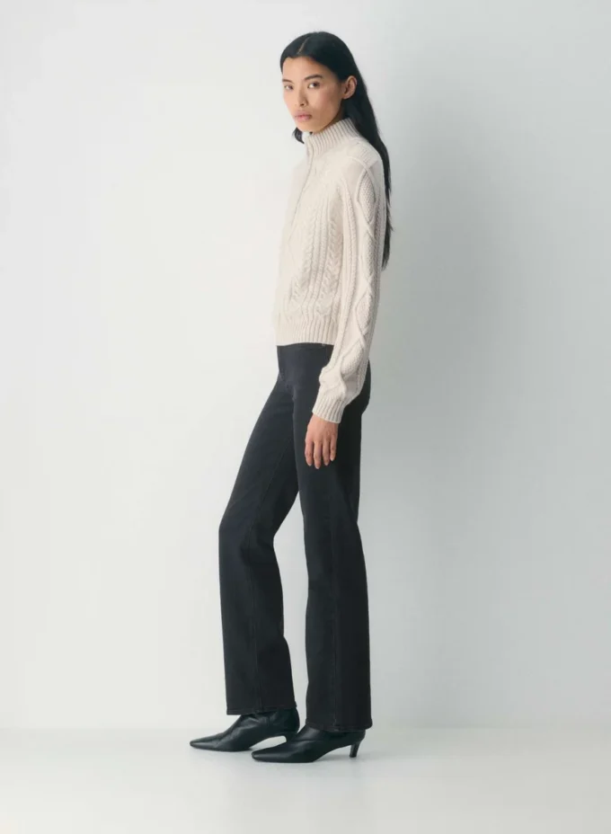 Pull à capuche et fermeture éclair 1/4 en laine mérinos Heritage