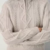 Pull à capuche et fermeture éclair 1/4 en laine mérinos Heritage