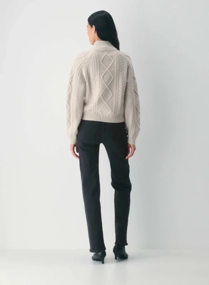 Pull à capuche et fermeture éclair 1/4 en laine mérinos Heritage