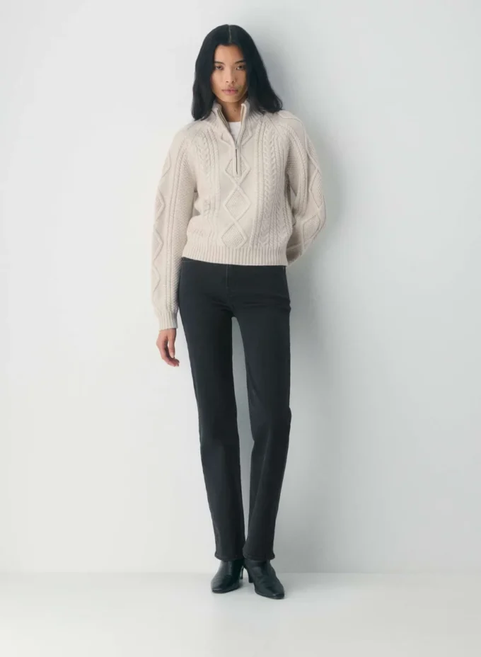 Pull à capuche et fermeture éclair 1/4 en laine mérinos Heritage