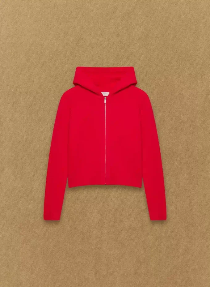 Pull à capuche zippé en cachemire essentiel