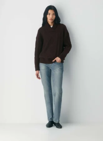 Pull à col châle en laine mérinos Heritage Knit 100 % extra-fine