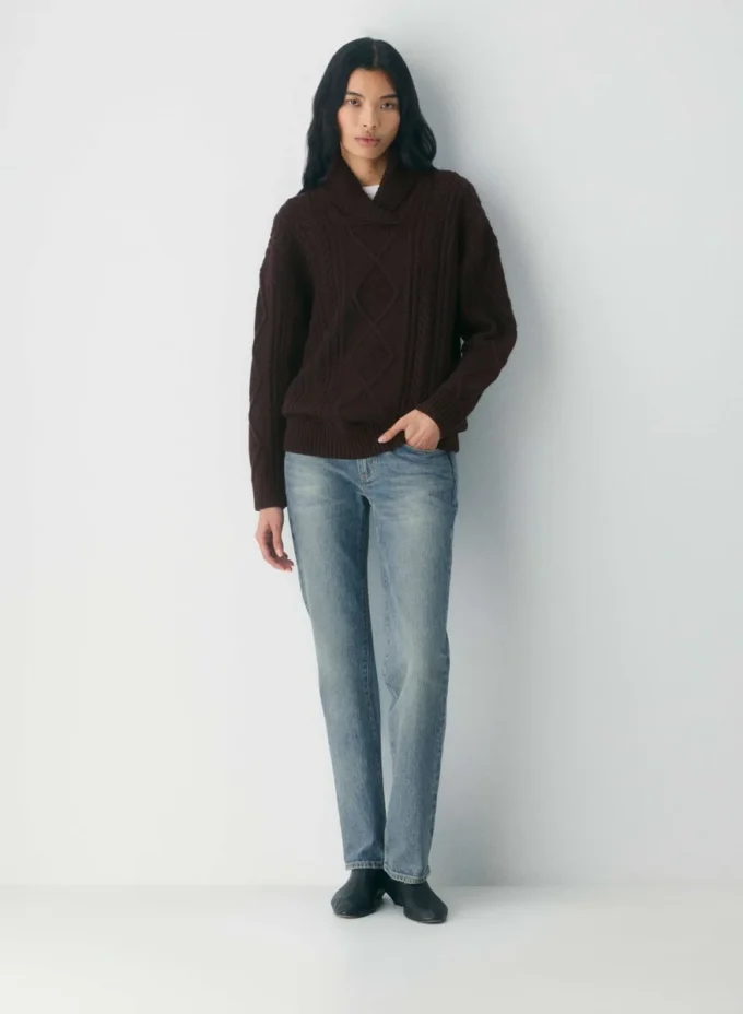 Pull à col châle en laine mérinos Heritage Knit 100 % extra-fine