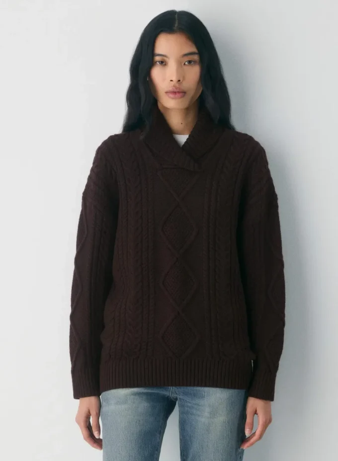 Pull à col châle en laine mérinos Heritage Knit 100 % extra-fine