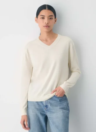 Pull à col en V en laine mérinos Bare