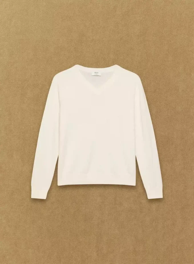 Pull à col en V en laine mérinos Bare