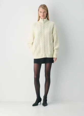 Pull à col montant et fermeture éclair en laine mérinos Heritage Knit
