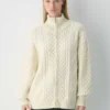 Pull à col montant et fermeture éclair en laine mérinos Heritage Knit