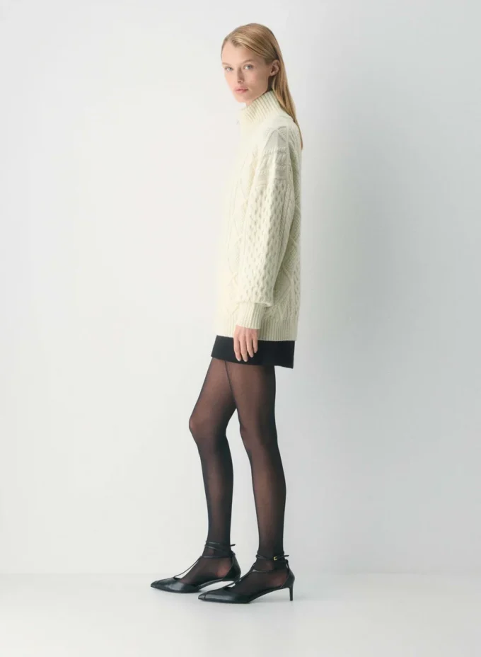 Pull à col montant et fermeture éclair en laine mérinos Heritage Knit