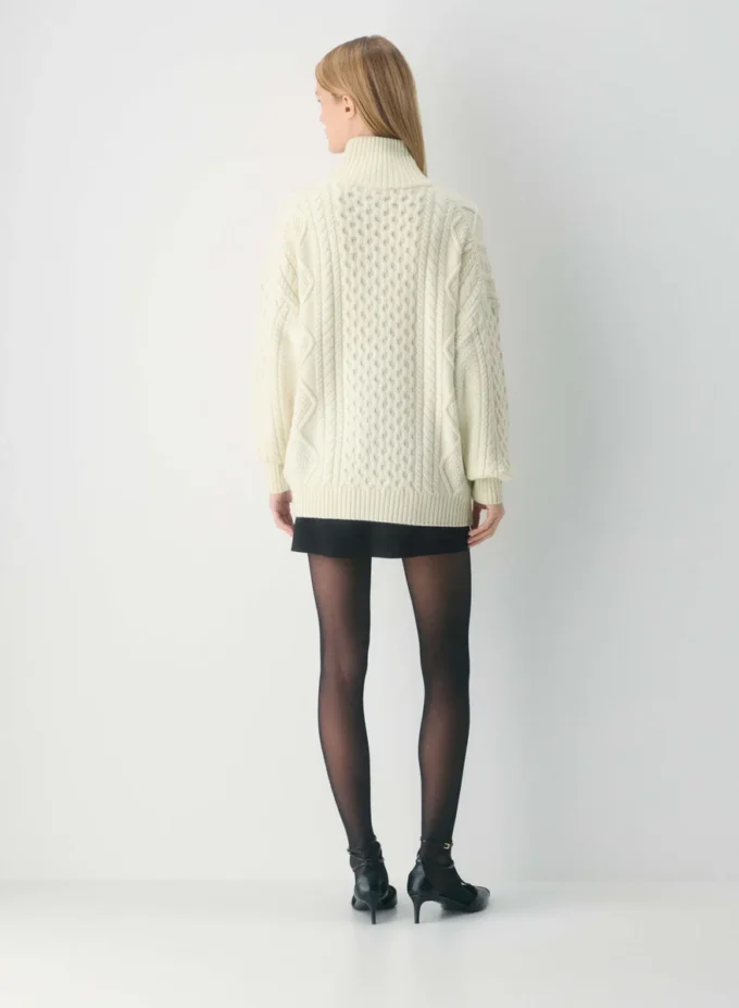 Pull à col montant et fermeture éclair en laine mérinos Heritage Knit