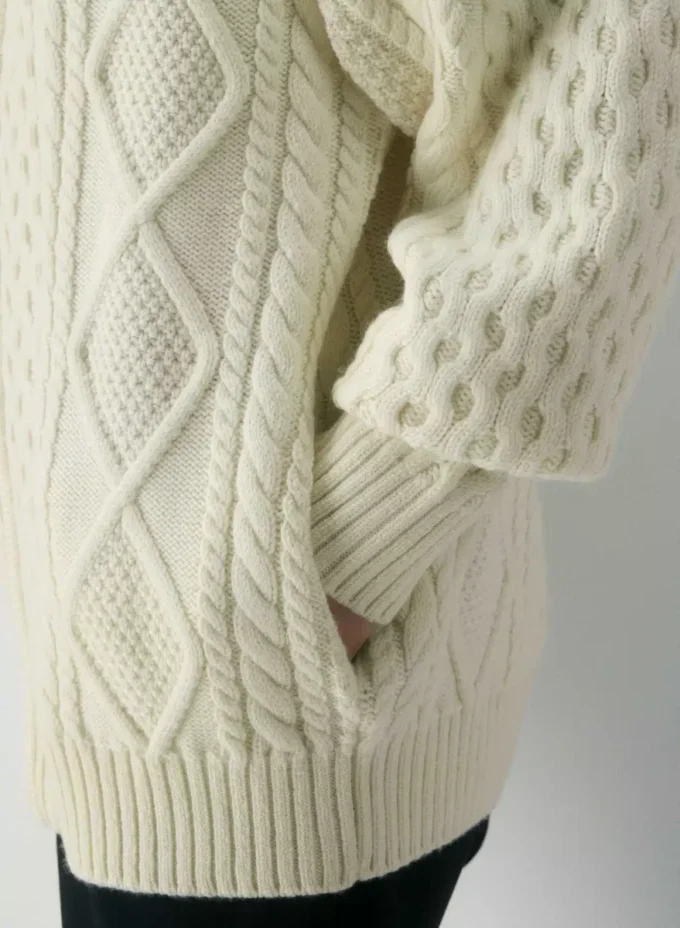 Pull à col montant et fermeture éclair en laine mérinos Heritage Knit