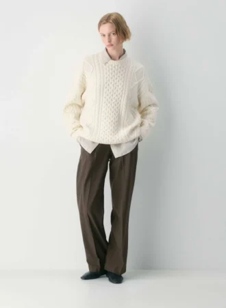 Pull à col rond en laine mérinos Heritage Knit