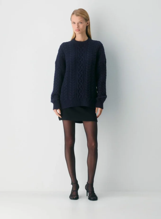 Pull à col rond en laine mérinos Heritage Knit