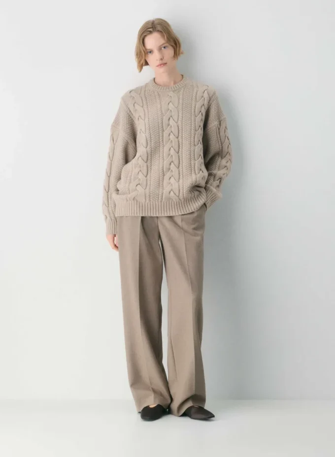 Pull à col rond en laine mérinos Heritage Knit