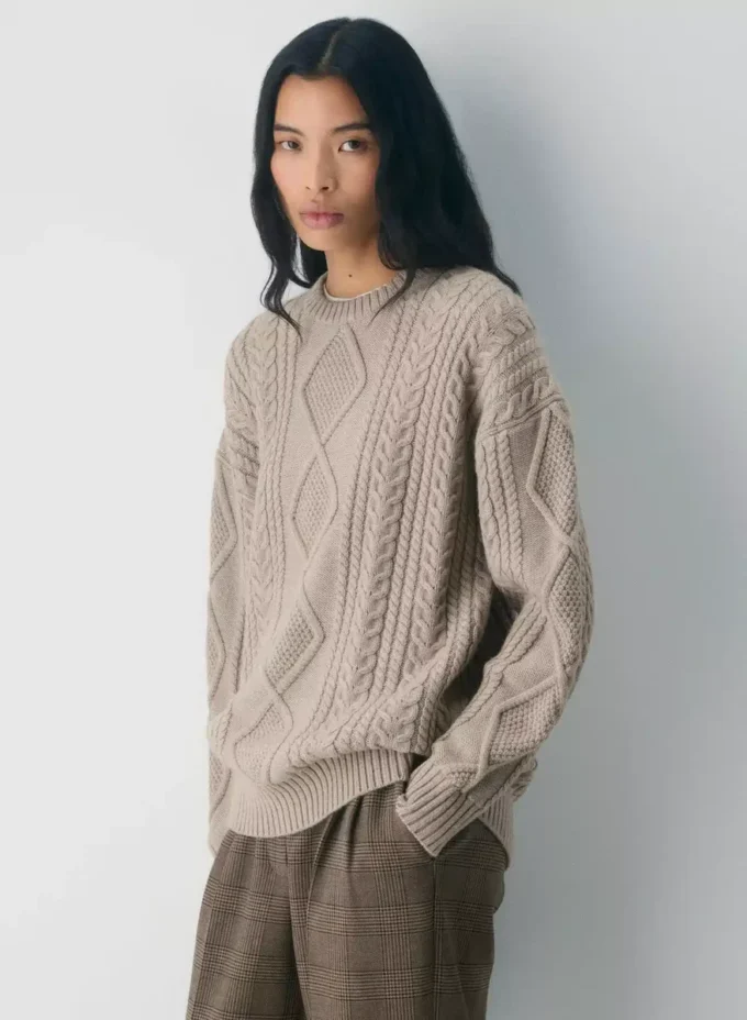 Pull à col rond en laine mérinos Heritage Knit