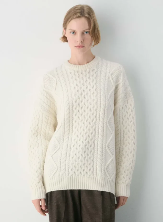 Pull à col rond en laine mérinos Heritage Knit