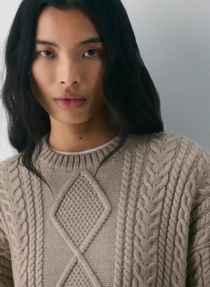Pull à col rond en laine mérinos Heritage Knit