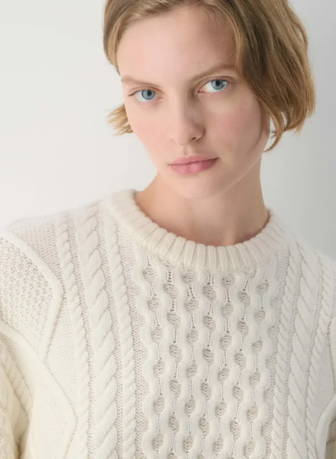 Pull à col rond en laine mérinos Heritage Knit