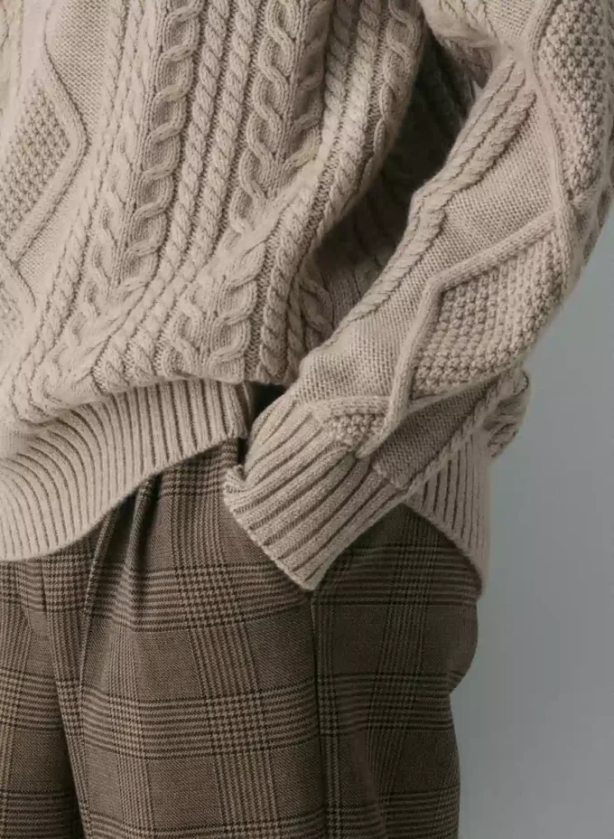 Pull à col rond en laine mérinos Heritage Knit
