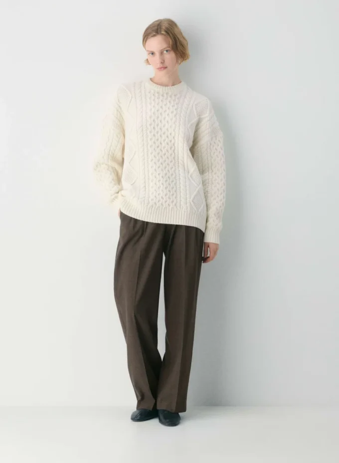 Pull à col rond en laine mérinos Heritage Knit