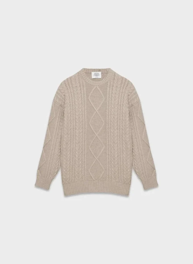 Pull à col rond en laine mérinos Heritage Knit