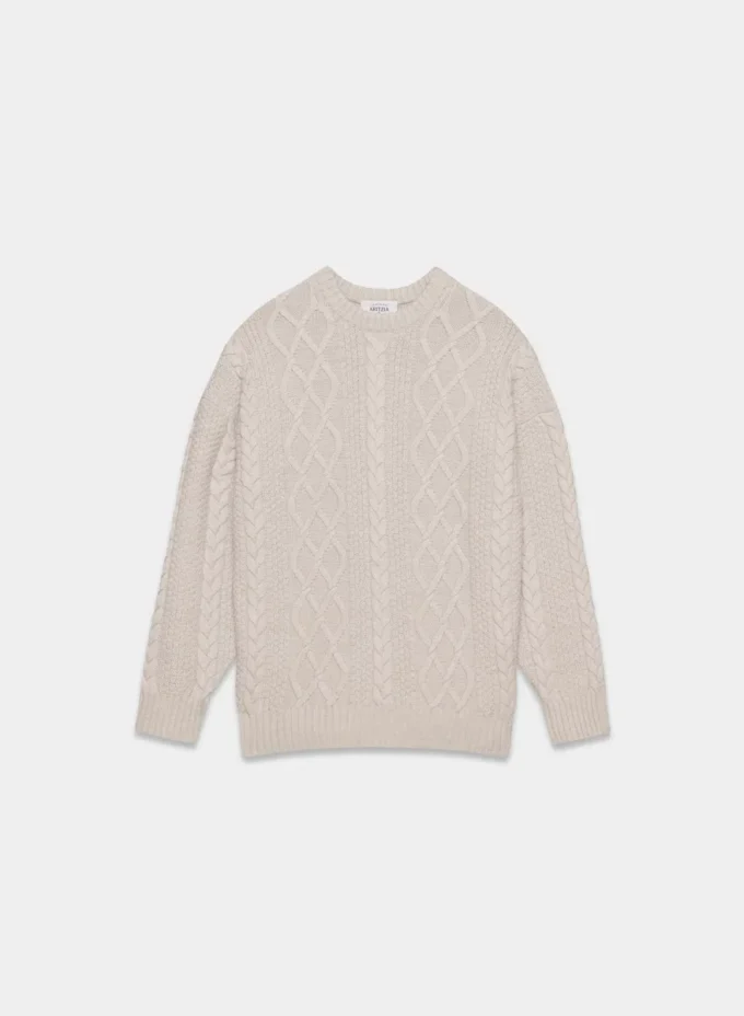Pull à col rond en laine mérinos Heritage Knit