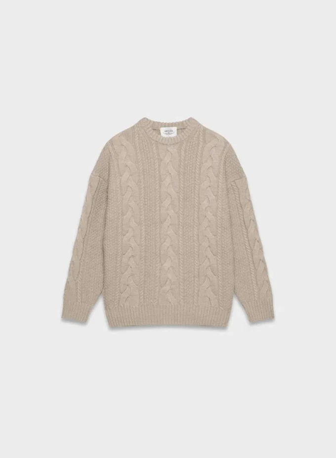 Pull à col rond en laine mérinos Heritage Knit