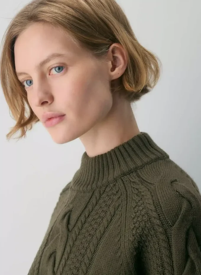 Pull à col roulé et manches longues en laine mérinos Heritage Knit