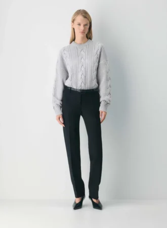 Pull en laine mérinos à col rond et coupe longue Heritage Knit