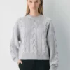 Pull en laine mérinos à col rond et coupe longue Heritage Knit