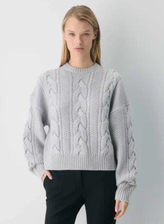 Pull en laine mérinos à col rond et coupe longue Heritage Knit