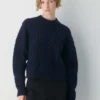 Pull en laine mérinos à col rond et coupe longue Heritage Knit