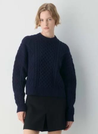 Pull en laine mérinos à col rond et coupe longue Heritage Knit