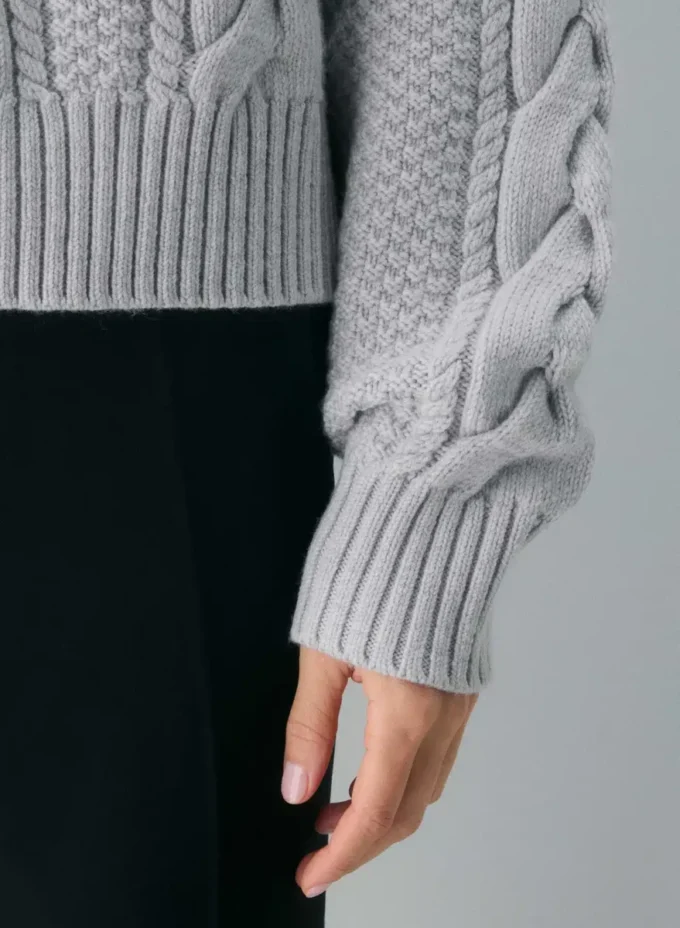 Pull en laine mérinos à col rond et coupe longue Heritage Knit