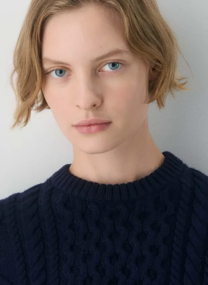 Pull en laine mérinos à col rond et coupe longue Heritage Knit