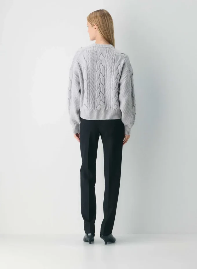 Pull en laine mérinos à col rond et coupe longue Heritage Knit