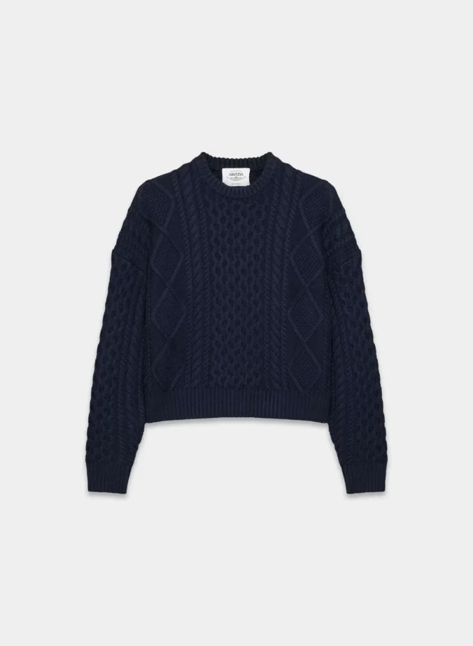 Pull en laine mérinos à col rond et coupe longue Heritage Knit