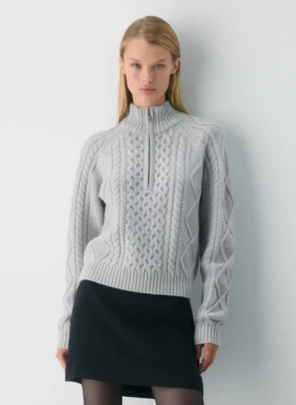 Pull en laine mérinos Heritage Knit à fermeture éclair 1/4