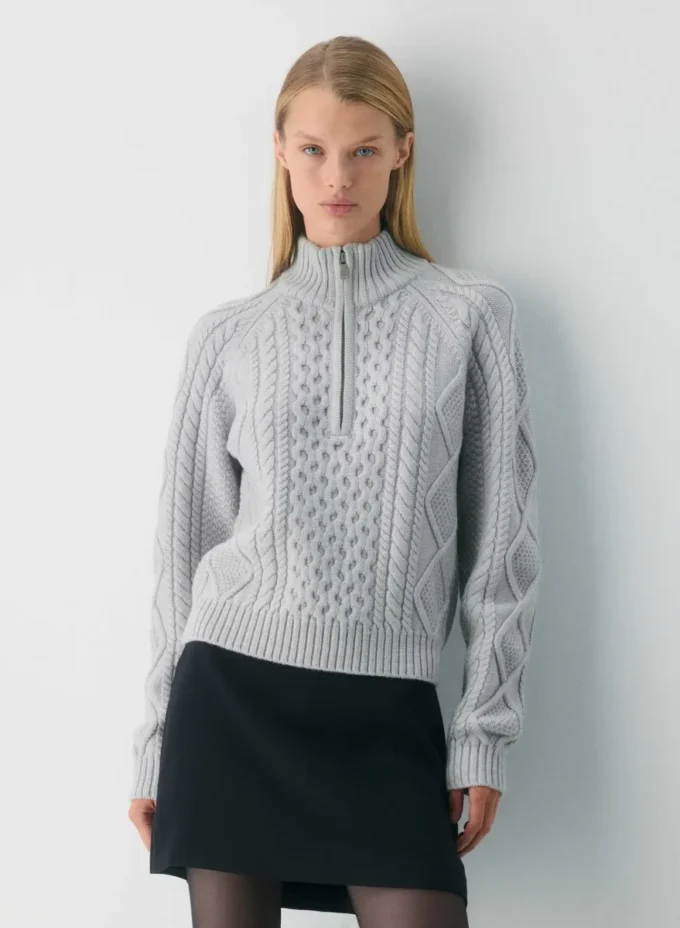 Pull en laine mérinos Heritage Knit à fermeture éclair 1/4