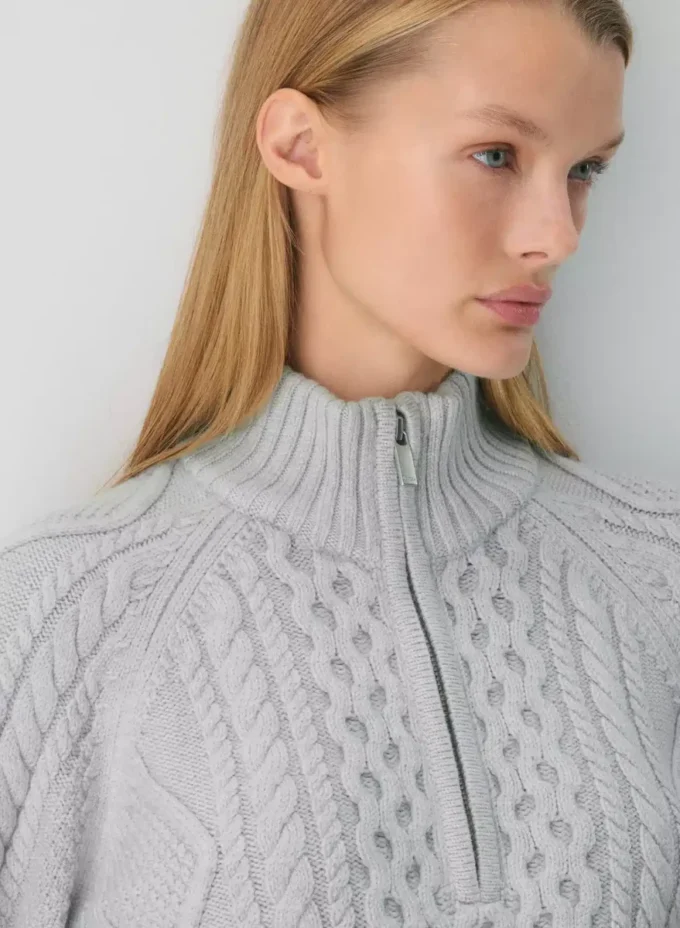 Pull en laine mérinos Heritage Knit à fermeture éclair 1/4